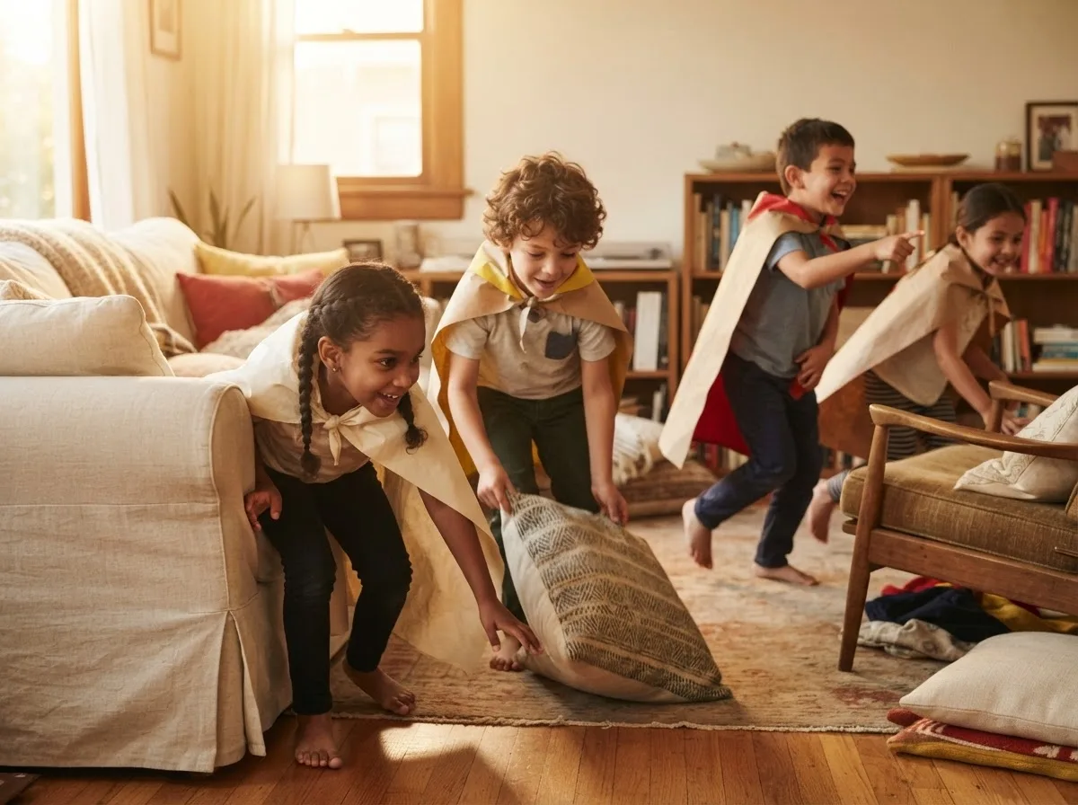 Bambine e bambini che partecipano alla caccia al tesoro